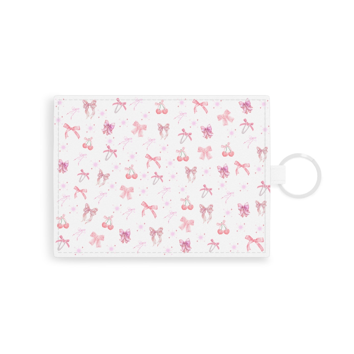 Chic Saffiano Leather Card Holder with Pink Bow Design, Elegant Wallet, Business Card Case, Perfect Gift for Fashion Lovers, Cute Organizer